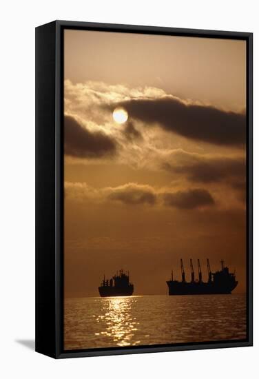 Cargo Ships In Burrard Inlet-David Nunuk-Framed Premier Image Canvas