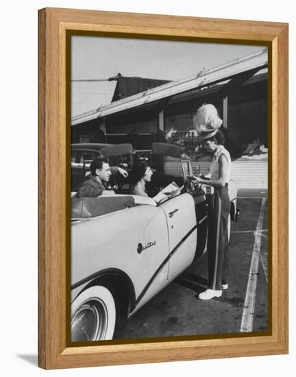 Carhop Taking an Order from Customers at a Hollywood Drive-In Restaurant-Alfred Eisenstaedt-Framed Premier Image Canvas