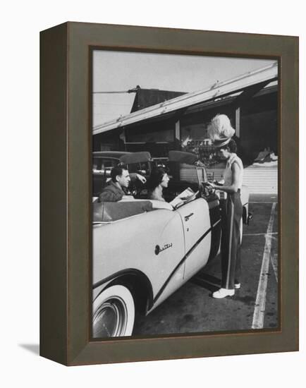 Carhop Taking an Order from Customers at a Hollywood Drive-In Restaurant-Alfred Eisenstaedt-Framed Premier Image Canvas