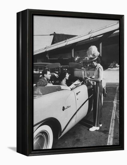 Carhop Taking an Order from Customers at a Hollywood Drive-In Restaurant-Alfred Eisenstaedt-Framed Premier Image Canvas