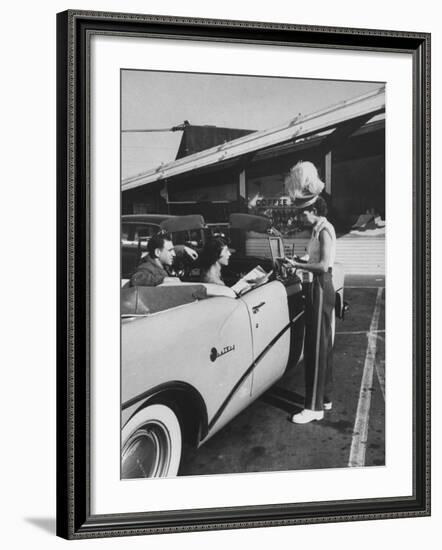 Carhop Taking an Order from Customers at a Hollywood Drive-In Restaurant-Alfred Eisenstaedt-Framed Photographic Print