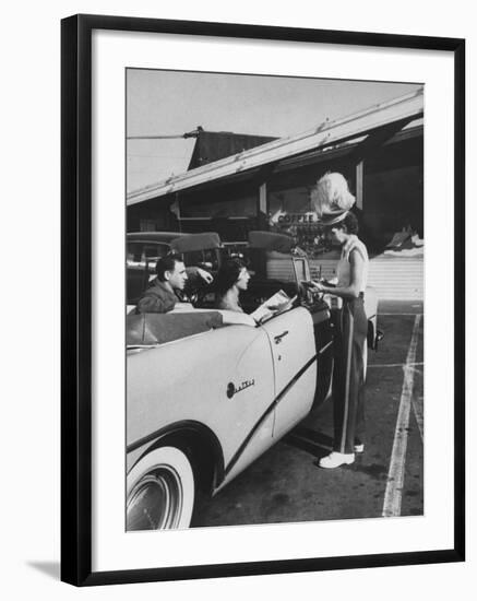 Carhop Taking an Order from Customers at a Hollywood Drive-In Restaurant-Alfred Eisenstaedt-Framed Photographic Print