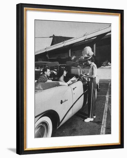 Carhop Taking an Order from Customers at a Hollywood Drive-In Restaurant-Alfred Eisenstaedt-Framed Photographic Print