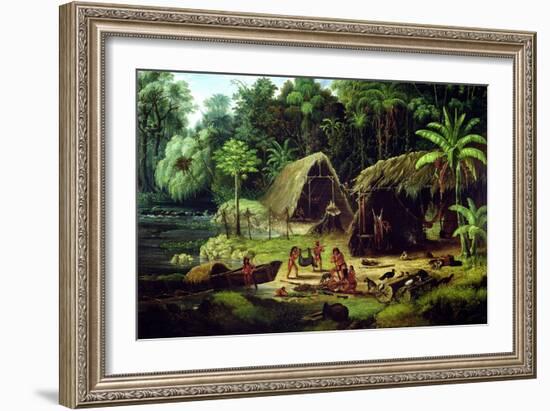 Carib Village, British Guyana, 1836-W.S. Hedges-Framed Giclee Print