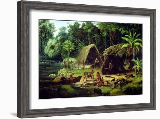 Carib Village, British Guyana, 1836-W.S. Hedges-Framed Giclee Print