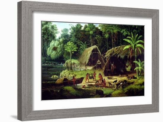 Carib Village, British Guyana, 1836-W.S. Hedges-Framed Giclee Print