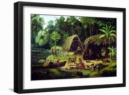 Carib Village, British Guyana, 1836-W.S. Hedges-Framed Giclee Print