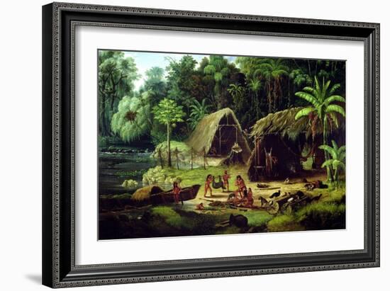 Carib Village, British Guyana, 1836-W.S. Hedges-Framed Giclee Print