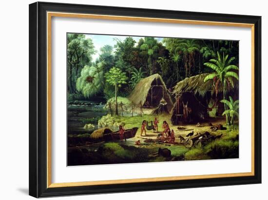 Carib Village, British Guyana, 1836-W.S. Hedges-Framed Giclee Print