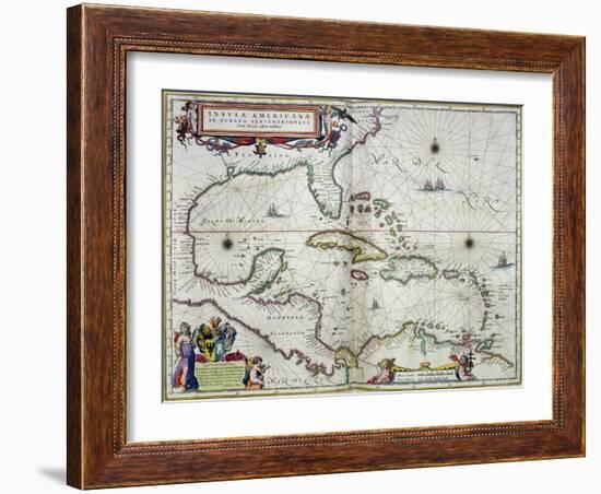 Caribbean and Central America: from the Atlas "Toonneel Des Aer Drycx", Vol II, Published, 1650-Joan Blaeu-Framed Giclee Print