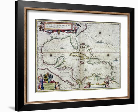 Caribbean and Central America: from the Atlas "Toonneel Des Aer Drycx", Vol II, Published, 1650-Joan Blaeu-Framed Giclee Print