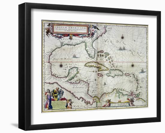 Caribbean and Central America: from the Atlas "Toonneel Des Aer Drycx", Vol II, Published, 1650-Joan Blaeu-Framed Giclee Print