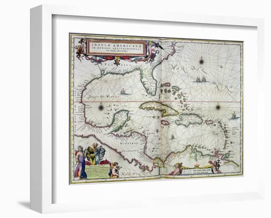 Caribbean and Central America: from the Atlas "Toonneel Des Aer Drycx", Vol II, Published, 1650-Joan Blaeu-Framed Giclee Print