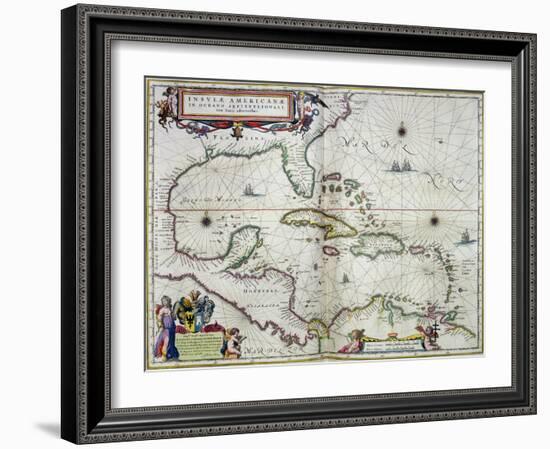 Caribbean and Central America: from the Atlas "Toonneel Des Aer Drycx", Vol II, Published, 1650-Joan Blaeu-Framed Giclee Print