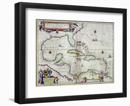 Caribbean and Central America: from the Atlas "Toonneel Des Aer Drycx", Vol II, Published, 1650-Joan Blaeu-Framed Giclee Print