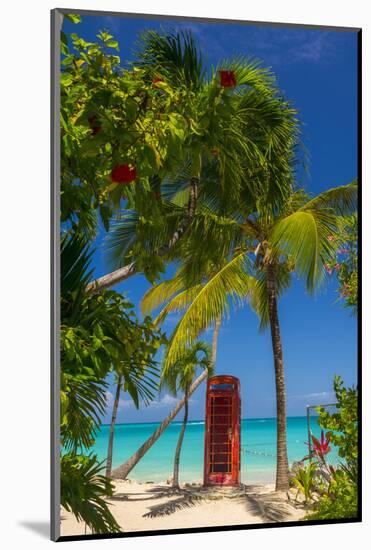 Caribbean, Antigua, Dickinson Bay, Dickinson Bay Beach, Red British Telephone Box-Alan Copson-Mounted Photographic Print