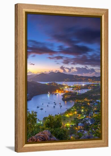 Caribbean, Antigua, English Harbour from Shirley Heights, Sunset-Alan Copson-Framed Premier Image Canvas