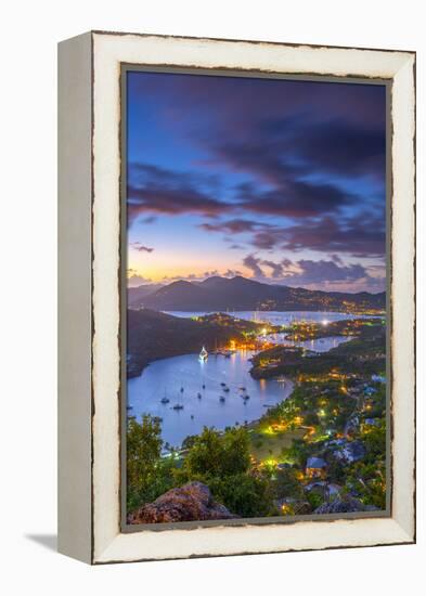 Caribbean, Antigua, English Harbour from Shirley Heights, Sunset-Alan Copson-Framed Premier Image Canvas