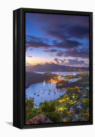 Caribbean, Antigua, English Harbour from Shirley Heights, Sunset-Alan Copson-Framed Premier Image Canvas