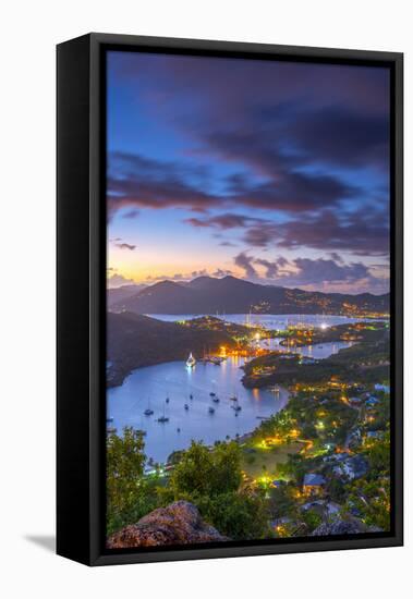 Caribbean, Antigua, English Harbour from Shirley Heights, Sunset-Alan Copson-Framed Premier Image Canvas