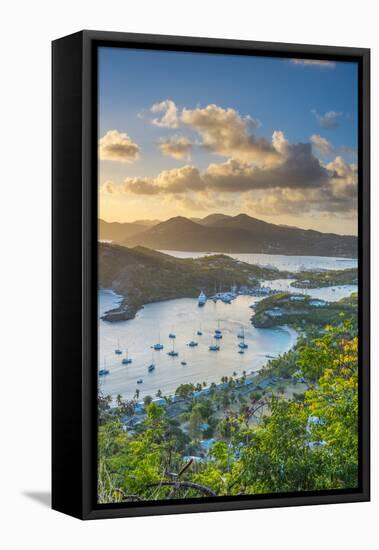 Caribbean, Antigua, English Harbour from Shirley Heights, Sunset-Alan Copson-Framed Premier Image Canvas