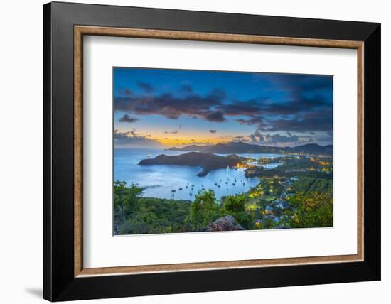 Caribbean, Antigua, English Harbour from Shirley Heights, Sunset-Alan Copson-Framed Photographic Print