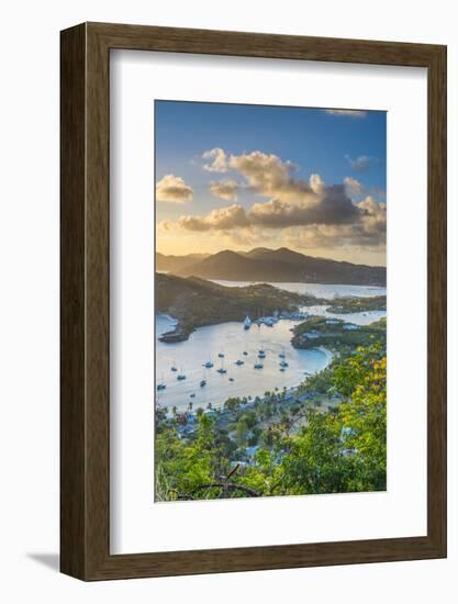 Caribbean, Antigua, English Harbour from Shirley Heights, Sunset-Alan Copson-Framed Photographic Print