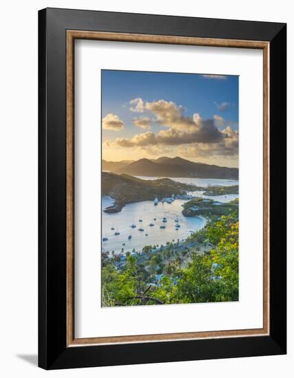 Caribbean, Antigua, English Harbour from Shirley Heights, Sunset-Alan Copson-Framed Photographic Print