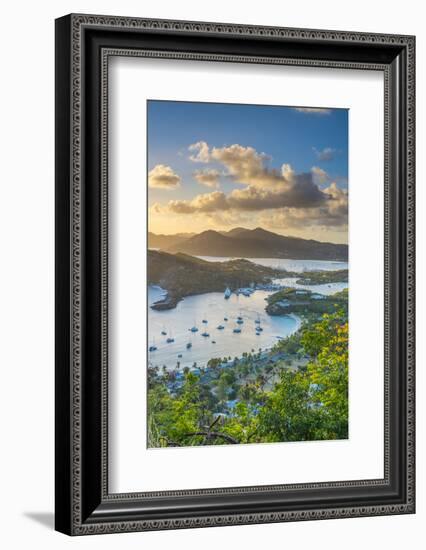 Caribbean, Antigua, English Harbour from Shirley Heights, Sunset-Alan Copson-Framed Photographic Print