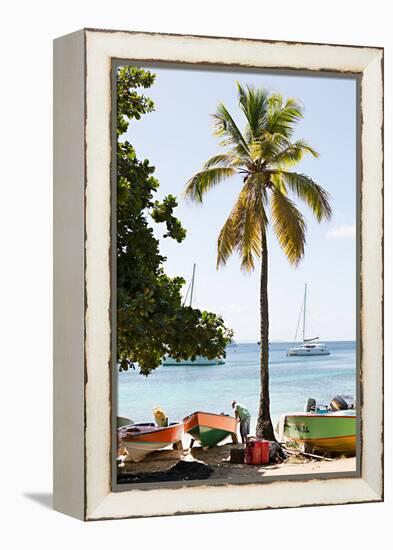 Caribbean Boats V-Karyn Millet-Framed Stretched Canvas