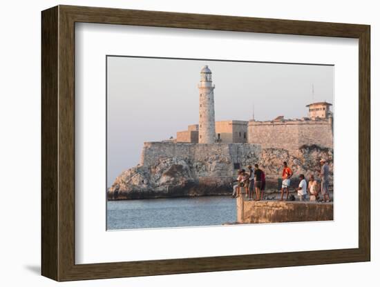 Caribbean, Cuba, Havana. Sunset and Fishing Along the Malecon-Emily Wilson-Framed Photographic Print