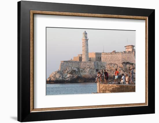 Caribbean, Cuba, Havana. Sunset and Fishing Along the Malecon-Emily Wilson-Framed Photographic Print