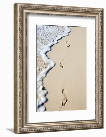 Caribbean, Dominican Republic, La Altagracia Province, Punta Cana, Bavaro, Footprints in the Sand-Alex Robinson-Framed Photographic Print