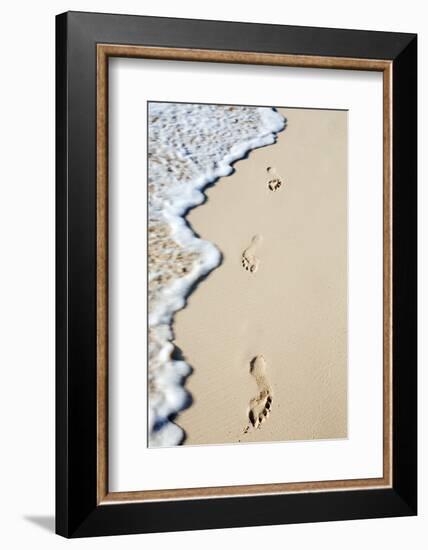 Caribbean, Dominican Republic, La Altagracia Province, Punta Cana, Bavaro, Footprints in the Sand-Alex Robinson-Framed Photographic Print