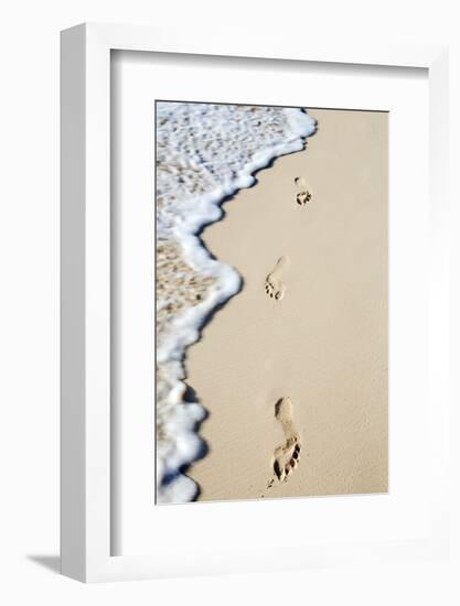 Caribbean, Dominican Republic, La Altagracia Province, Punta Cana, Bavaro, Footprints in the Sand-Alex Robinson-Framed Photographic Print