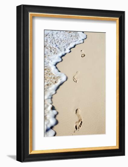 Caribbean, Dominican Republic, La Altagracia Province, Punta Cana, Bavaro, Footprints in the Sand-Alex Robinson-Framed Photographic Print