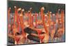 Caribbean flamingo courtship display, Yucatan, Mexico-Claudio Contreras-Mounted Photographic Print