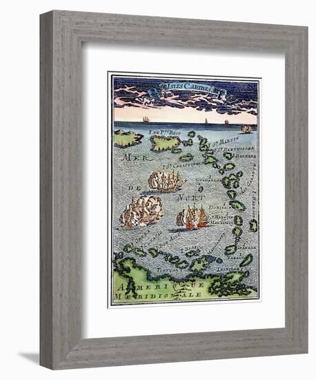 Caribbean Map-null-Framed Giclee Print