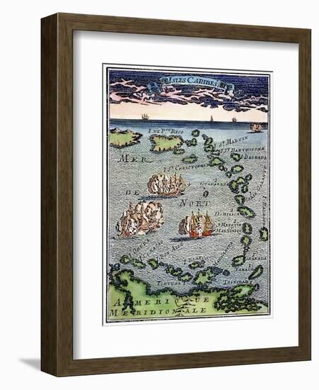 Caribbean Map-null-Framed Giclee Print