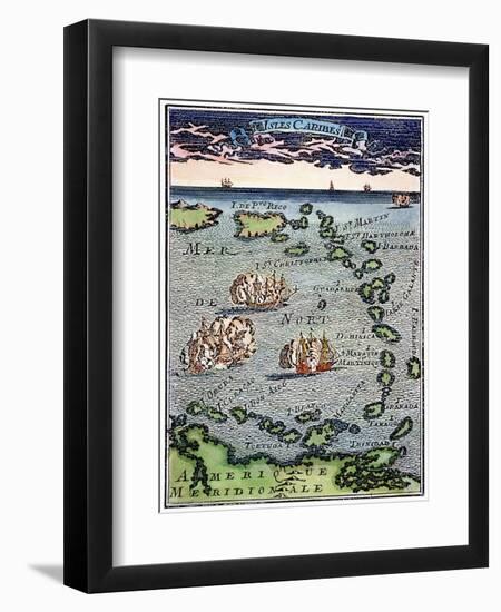 Caribbean Map-null-Framed Giclee Print