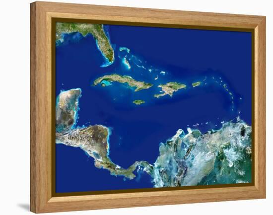 Caribbean, Satellite Image-PLANETOBSERVER-Framed Premier Image Canvas