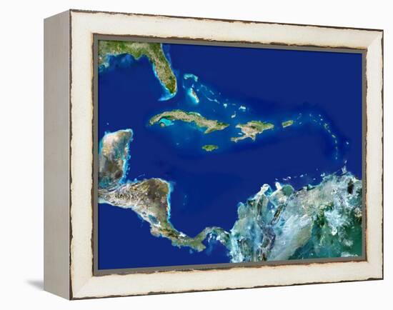 Caribbean, Satellite Image-PLANETOBSERVER-Framed Premier Image Canvas