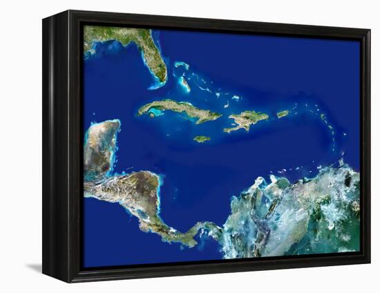 Caribbean, Satellite Image-PLANETOBSERVER-Framed Premier Image Canvas