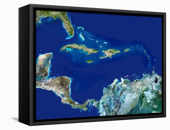 Caribbean, Satellite Image-PLANETOBSERVER-Framed Premier Image Canvas