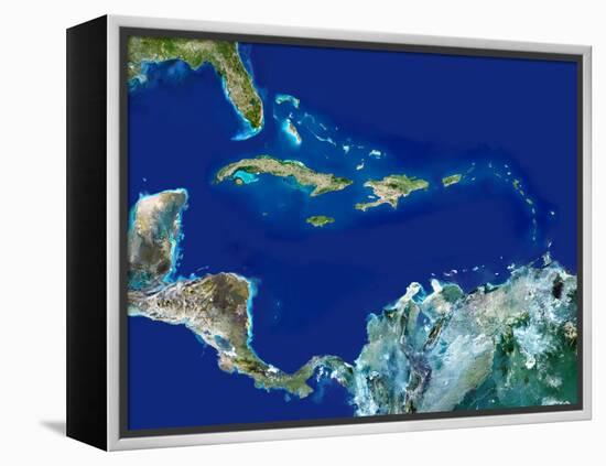 Caribbean, Satellite Image-PLANETOBSERVER-Framed Premier Image Canvas