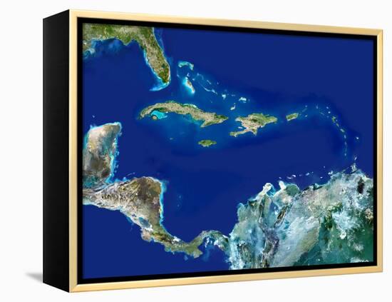 Caribbean, Satellite Image-PLANETOBSERVER-Framed Premier Image Canvas
