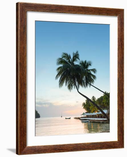 Caribbean, St Lucia, Marigot, Marigot Bay, Marigot Bay Beach Club Hotel, Doolittle's Restaurant-Alan Copson-Framed Photographic Print