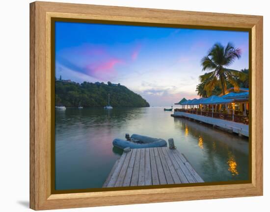 Caribbean, St Lucia, Marigot, Marigot Bay, Marigot Bay Beach Club Hotel, Doolittle's Restaurant-Alan Copson-Framed Premier Image Canvas