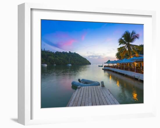 Caribbean, St Lucia, Marigot, Marigot Bay, Marigot Bay Beach Club Hotel, Doolittle's Restaurant-Alan Copson-Framed Photographic Print