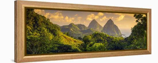 Caribbean, St Lucia, Petit and Gros Piton Mountains (UNESCO World Heritage Site)-Alan Copson-Framed Premier Image Canvas